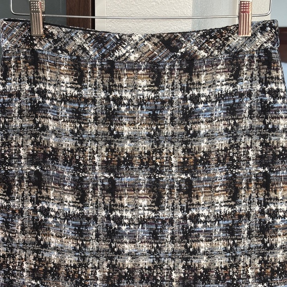 J Crew Silk-blend Gilded Tweed Mini Skirt - Blue/Black/White Size 4 - Picture 4 of 10
